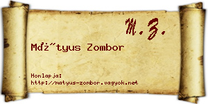 Mátyus Zombor névjegykártya